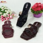 Croc-Embossed Flat Sandals - Image 4