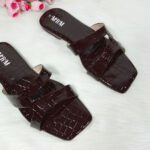 Croc-Embossed Flat Sandals - Image 2