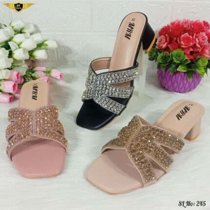 Crystal Ribbon Block Heel