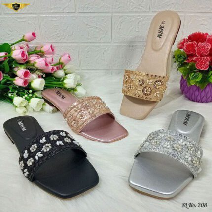 Crystal Flora Flat Slipper