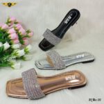 Crystal Strap Square-Toe Slippers