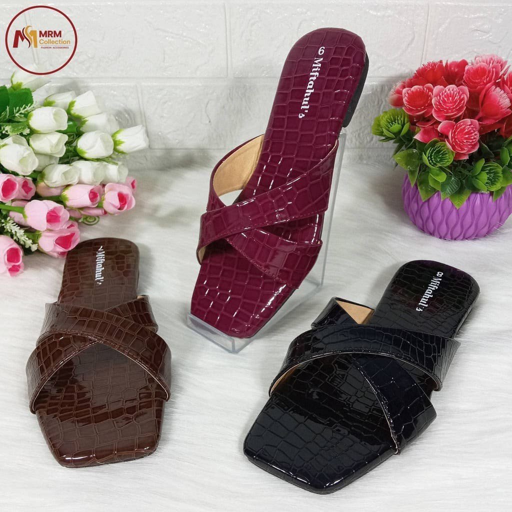 2026/08/1000088215.jpg Croco Cross Strap Slippers - Image 1