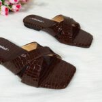 Croco Cross Strap Slippers - Image 2