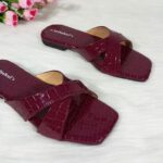 Croco Cross Strap Slippers - Image 4