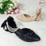 🎀 Pearl Bow Pointed-Toe Low Heels