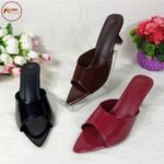 Glossy Pointed Toe Mule Heels